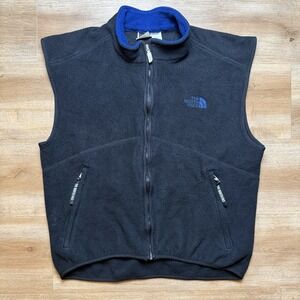 Vintage The North Face Vest Men Medium Black Fleece Made USA Pockets Outdoors